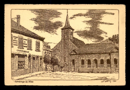 57 - VOLMERANGE-LES-MINES - GRANDE EPICERIE ET EGLISE - CARTE ILLUSTREE SIGNEE - Sonstige & Ohne Zuordnung