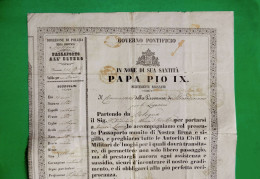 D-IT Governo Pontificio PAPA PIO IX 1853 Bologna PASSAPORTO PASSEPORT PASSPORT REISEPASS 41,5x35 - Historische Dokumente