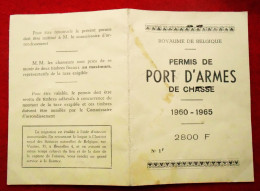 Permis De Port D'Armes De Chasse 1960-1965. Momignies, Arrondissement Thuin. Timbres Fiscaux Et Taxe Provinciale - Sammlungen