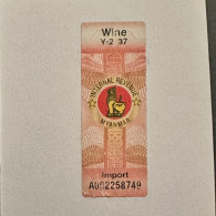 Myanmar Alcohol Wine Import Duty Paid Sticker A002258749 - Myanmar (Birmanie 1948-...)