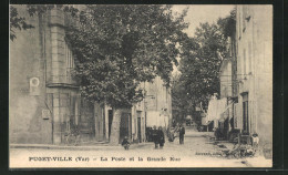 CPA Puget-Ville, La Poste Et La Grande Rue  - Other & Unclassified