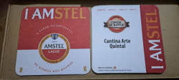 AMSTEL HISTORIC SET  BRAZIL BREWERY  BEER  MATS - COASTERS #05 BAR CANTINA ARTE QUINTAL - Beer Mats