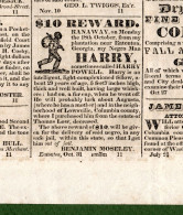 D-US SLAVERY 1830 Georgia Newspaper SLAVES SCHIAVI ESCLAVES - Historische Dokumente
