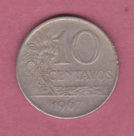 Brazil, 1967- 10 Centavos. Steel Industry. Copper-Nickel. BVB, VF, TTB, SS - Brasil