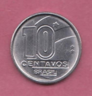 Brazil, 1989- 10 Centavos- Stainless Still- Obverse Denomination. Reverse Miner With 3 Stylized Diamond Shapes BB+, VF+, - Brazilië