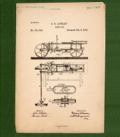 D-US HAND CAR For Rail Road 1883 Vintage REAL Patent N. 271720 - Historische Documenten