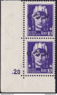 1944 Repubblica Sociale Italiana, N° 486 Coppia 10 Lire Violetto MNH/** NUMERO - Otros & Sin Clasificación