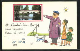 CPA Naintré-les-Barres, Le Pont, Le Père Avec Ses Enfants  - Autres & Non Classés