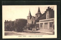 CPA Couhe, L'Eglise Et La Salle Paroissiale  - Couhe