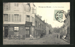 CPA Blangy-sur-Bresle, Cafe-Restaurant Masse, La Rue Saint-Denis  - Blangy-sur-Bresle