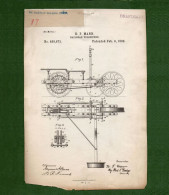 D-US RAILROAD VELOCIPEDE 1892 Vintage REAL Patent N. 468673 - Documenti Storici