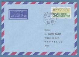 NAGLER-ATM Mi-Nr 1.2 Wert 210Pfg Als EF Auf Lp-Brief N. Peru, O ERBENDORF, 1993 - Timbres De Distributeurs [ATM]