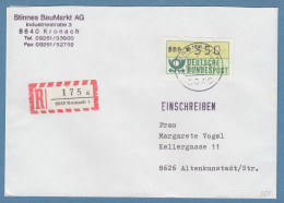 NAGLER-ATM Mi-Nr 1.2 Wert 350Pfg Als EF Auf R-Brief Ab KRONACH 19.6.92 - Timbres De Distributeurs [ATM]