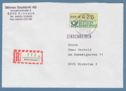 NAGLER-ATM Mi-Nr 1.2 Wert 420Pfg Als EF Auf R-Brief Ab KRONACH 19.6.92 - Machine Labels [ATM]