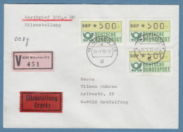 NAGLER-ATM Mi-Nr 1.2 Wert 500Pfg 3x Als MEF Auf Eil-Wertbrief, München 31.7.92 - Timbres De Distributeurs [ATM]