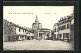 CPA Saint-Savin, Vallée D`Argelès, La Place Et L`Eglise  - Altri & Non Classificati