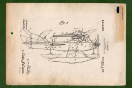 D-US Airplane With Parachutes Vintage Real Patent 1920 US1345970 Brevet Avion+Parachutes, Brevetto - Documents Historiques