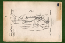 D-US Airplane With Parachutes Vintage Real Patent 1920 US1345970 Brevet Avion+Parachutes, Brevetto - Historical Documents