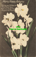 R603366 Many Happy Returns. Daffodils. Tuck. Hand Coloured Gravure. Postcard No. - Monde