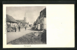 CPA Carspach, Vue De La Rue Avec L'Église  - Otros & Sin Clasificación