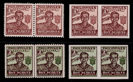 FIL-07- PHILIPPINES - 1948 - MNH -SCOUTS- PERF. + IMPERFORATE PAIRS- 25TH ANNIVERSARY OF THE SCOUTS IN PHILIPPINES - Filippine