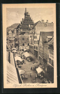 AK Pössneck, Rathaus Und Krautgasse Aus Der Vogelschau  - Pössneck