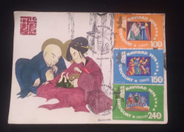 C) 1974, URUGUAY, AIR MAIL, MULTIPLE STAMPS, ASIAN RELIGIOUS ART AT CHRISTMAS, XF - Uruguay