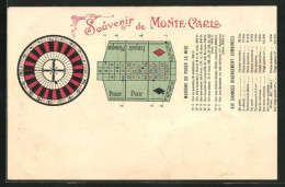 Künstler-AK Monte-Carlo, Manière De Poser La Mise, Dix Chances Diversement Combinées, Roulettescheibe & Spieltisch  - Andere & Zonder Classificatie