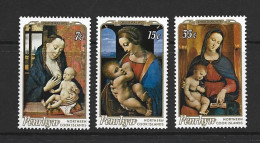 Penrhyn Island 1975 Christmas Virgin Mother And Child Paintings Set Of 3 MNH - Penrhyn