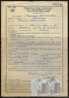 Belgium Parcel Stamps Sc. Q348 On Document DC1724 “Certificate For Obtaining A Social Subscription" Charleroi 30.11.65 - Documentos & Fragmentos