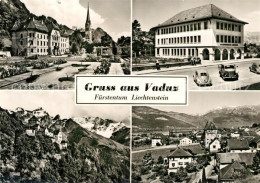 73598215 Vaduz Ortsansichten Kirche Turm Schloss Alpen Vaduz - Liechtenstein