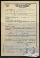 Belgium Parcel Stamps Sc. Q348 On Document DC1724 “Certificate For Obtaining A Social Subscription" Charleroi 2.12.65 - Documentos & Fragmentos