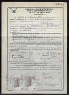 Belgium Parcel Stamps Sc. Q348 On Document DC1724 “Certificate For Obtaining A Social Subscription" Charleroi 1.12.65 - Dokumente & Fragmente