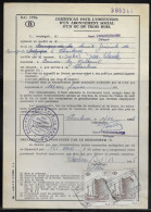 Belgium Parcel Stamps Sc. Q348 On Document DC1724 “Certificate For Obtaining A Social Subscription" Walcourt 1.12.65 - Documents & Fragments