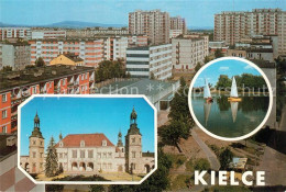 73597726 Kielce Stadtpanorama Wohnblocks Hochhaeuser Museum Stausee Segelboot Ki - Polonia