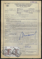 Belgium Parcel Stamps Sc. Q348 On Document DC1724 “Certificate For Obtaining A Social Subscription" Couillet 30.11.65 - Documenti & Frammenti