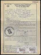 Belgium Parcel Stamps Sc. Q348 On Document DC1724 “Certificate For Obtaining A Social Subscription" Nivelles 1.12.65. - Documenten & Fragmenten