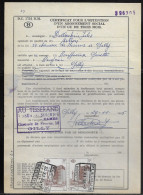 Belgium Parcel Stamps Sc. Q348 On Document DC1724 “Certificate For Obtaining A Social Subscription" Fleurus 30.11.65. - Documenti & Frammenti