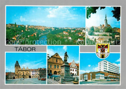 73597186 Tabor Czechia Stadtpanorama Kirche Marktplatz Altstadt Denkmal Statue  - Tschechische Republik