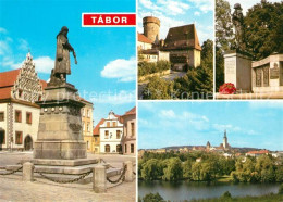 73597185 Tabor Czechia Statue Denkmal Schloss Hus-Denkmal Stadtpanorama  - Tsjechië