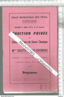 XA / // PROGRAMME Musique Audition PRIVEE 1972  ATHIS MONS  Théâtre Danse Opéra - Programma's