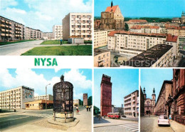 73596400 Nysa Wohnsiedlung Hochhaeuser Stadtpanorama Kirche Turm Schoener Brunne - Pologne