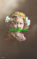 R604223 A Little Girl With A Ribbon In Her Hair And A Rose At The Dress. Rotary - Welt