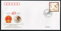 China Cover PFTN·WJ 2012-11 The 40th Anniversary Establishment Of Diplomatic Relations Between China And Mexico MNH - Briefe