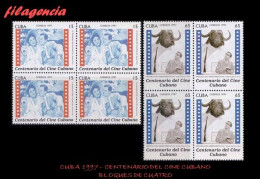 CUBA. BLOQUES DE CUATRO. 1997-02 CENTENARIO DEL CINE CUBANO - Nuevos