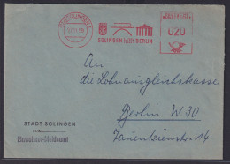 Bund Berlin Brandenburger Tor Brief AFS Absenderfreistempel Solingen 27.11.1959 - Cartas & Documentos