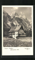 AK Hinterstoder, Blick Auf Die Pension Dietlgut Im Frühling, Alpenmassiv  - Sonstige & Ohne Zuordnung