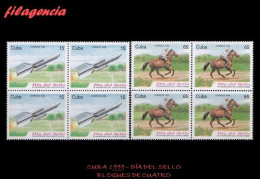 CUBA. BLOQUES DE CUATRO. 1999-11 DÍA DEL SELLO CUBANO. TRANSPORTE POSTAL - Unused Stamps