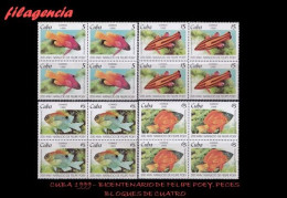 CUBA. BLOQUES DE CUATRO. 1999-15 BICENTENARIO DEL NATURALISTA CUBANO FELIPE POEY. PECES - Neufs