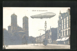 AK Cöln, Zeppelin L. Z. II An Der St. Gereonskirche  - Zeppeline